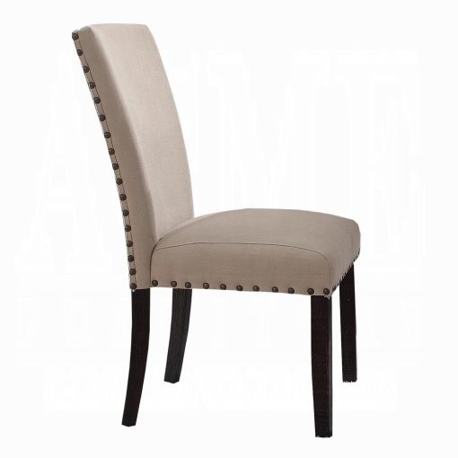 Acme Nolan Linen & Salvage Dark Oak Side Chair - Set of 2 - Image 2