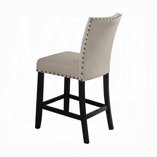 Acme Nolan Beige Linen & Salvage Dark Oak Counter Height Chair - Set of 2 - Image 2