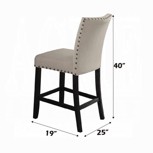 Acme Nolan Beige Linen & Salvage Dark Oak Counter Height Chair - Set of 2 - Image 4
