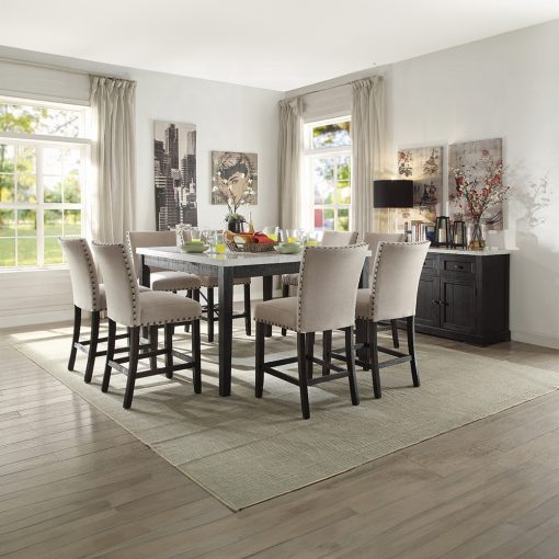 Acme Nolan Beige Linen & Salvage Dark Oak Counter Height Chair - Set of 2 - Image 5