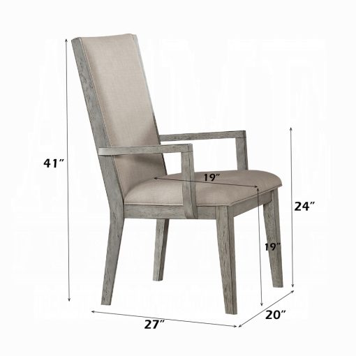 Acme Rocky Fabric & Gray Oak Arm Chair - Set of 2 - Image 5