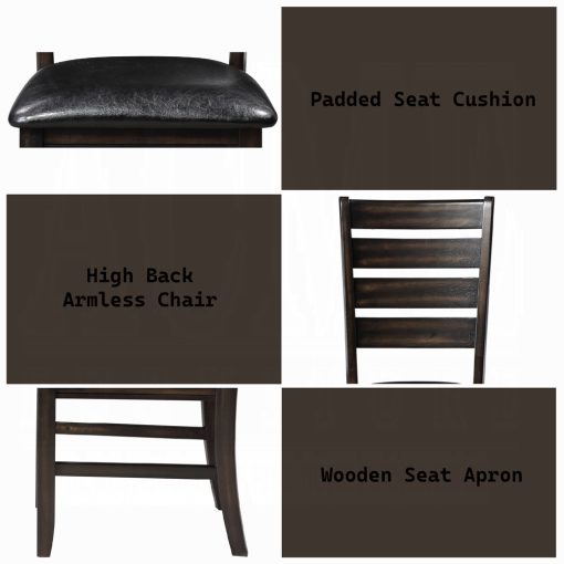 Acme Urbana Black Synthetic Leather & Espresso Side Chair - Set of 2 - Image 3