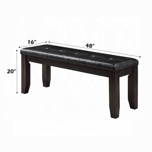 Acme Urbana Black Synthetic Leather & Espresso Bench - Image 2