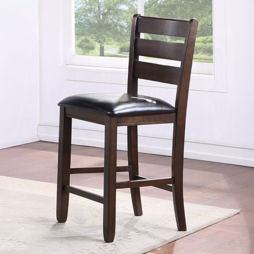 Acme Urbana Black Synthetic Leather & Espresso Counter Height Chair - Set of 2
