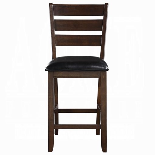 Acme Urbana Black Synthetic Leather & Espresso Counter Height Chair - Set of 2 - Image 3