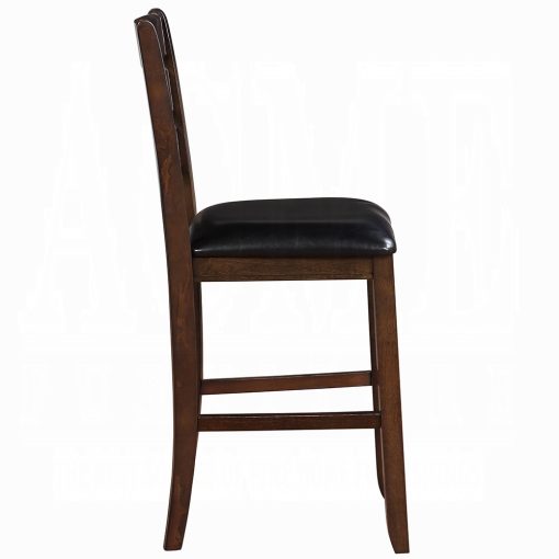 Acme Urbana Black Synthetic Leather & Espresso Counter Height Chair - Set of 2 - Image 4