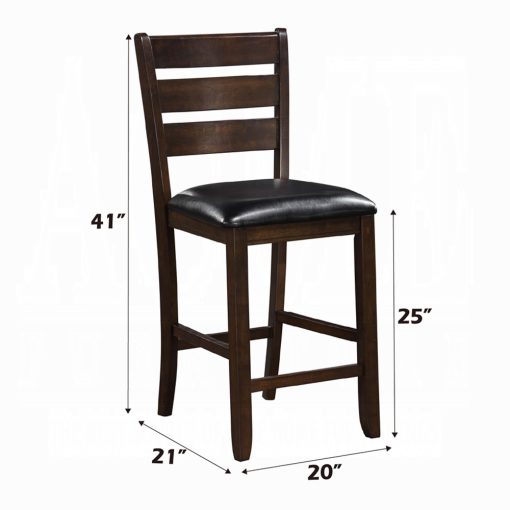 Acme Urbana Black Synthetic Leather & Espresso Counter Height Chair - Set of 2 - Image 6