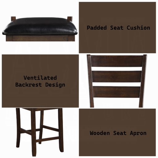Acme Urbana Black Synthetic Leather & Espresso Counter Height Chair - Set of 2 - Image 7