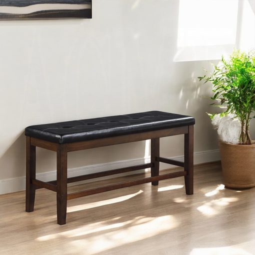 Acme Urbana Black Synthetic Leather & Espresso Counter Height Bench