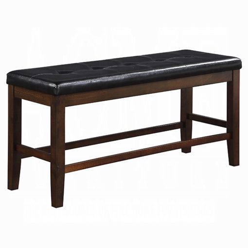 Acme Urbana Black Synthetic Leather & Espresso Counter Height Bench - Image 2