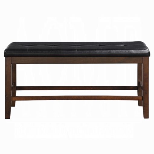 Acme Urbana Black Synthetic Leather & Espresso Counter Height Bench - Image 3