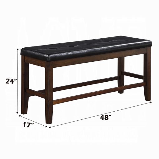 Acme Urbana Black Synthetic Leather & Espresso Counter Height Bench - Image 4