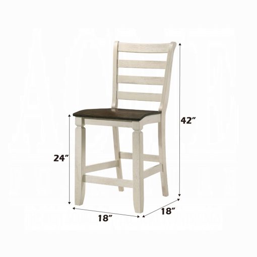 Acme Tasnim Oak & Antique White Counter Height Chair - Set of 2 - Image 5