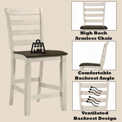 Acme Tasnim Oak & Antique White Counter Height Chair - Set of 2 - Image 6