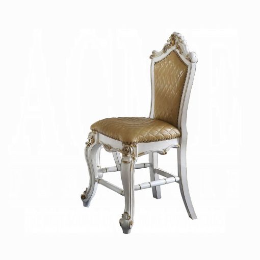 Acme Picardy Butterscotch Synthetic Leather & Antique Pearl Counter Height Chair - Set of 2