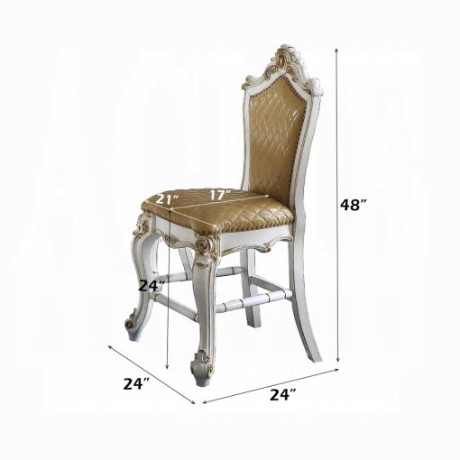 Acme Picardy Butterscotch Synthetic Leather & Antique Pearl Counter Height Chair - Set of 2 - Image 2