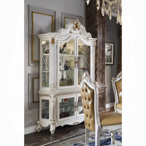Acme Picardy Antique Pearl Curio Cabinet