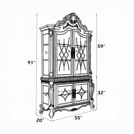 Acme Picardy Antique Pearl Curio Cabinet - Image 2
