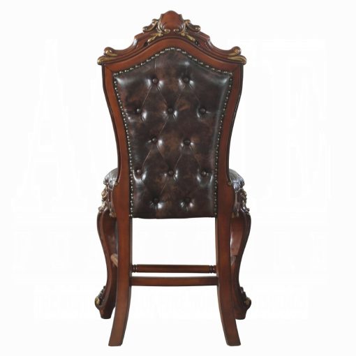 Acme Picardy Chocolate Synthetic Leather & Honey Oak Counter Height Chair - Set of 2 - Image 5