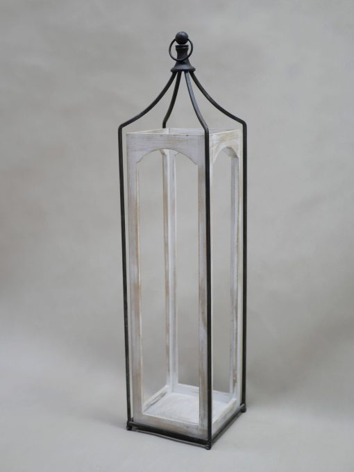 The Light Garden White Washed Wood & Metal Lantern