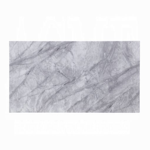 Acme Satinka Light Gray Printed Faux Marble Top & Mirrored Silver Coffee Table - Image 4