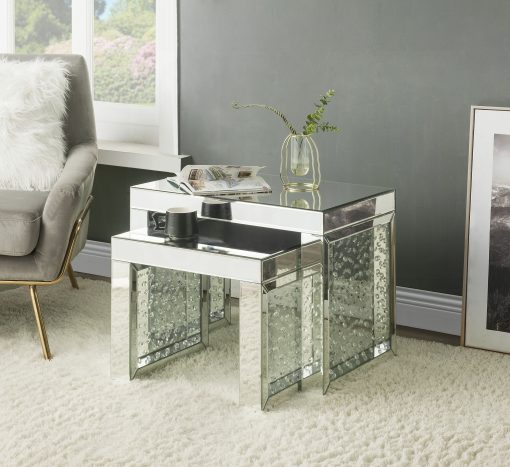Acme Nysa Mirrored & Faux Crystals Inlay Accent Table
