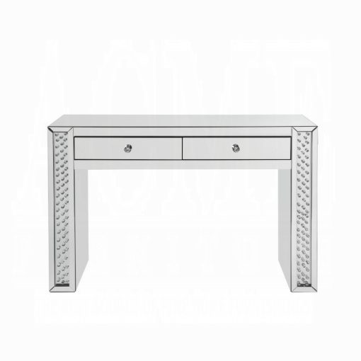 Acme Nysa Mirrored & Faux Crystals Rectangular Vanity Desk - Image 3