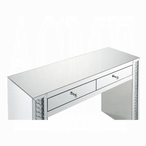 Acme Nysa Mirrored & Faux Crystals Rectangular Vanity Desk - Image 5