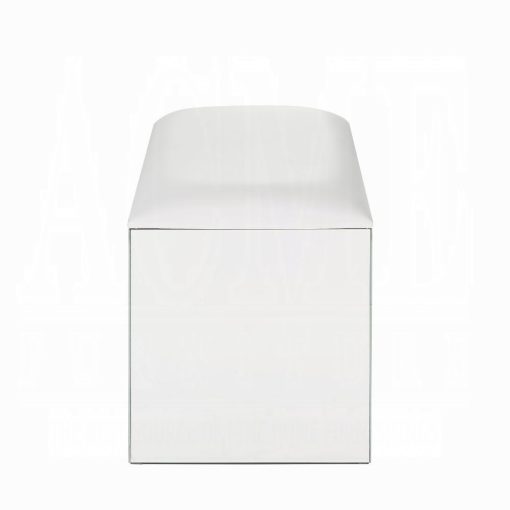Acme Nysa Ivory Synthetic Leather Mirrored & Faux Crystals Vanity Stool - Image 4