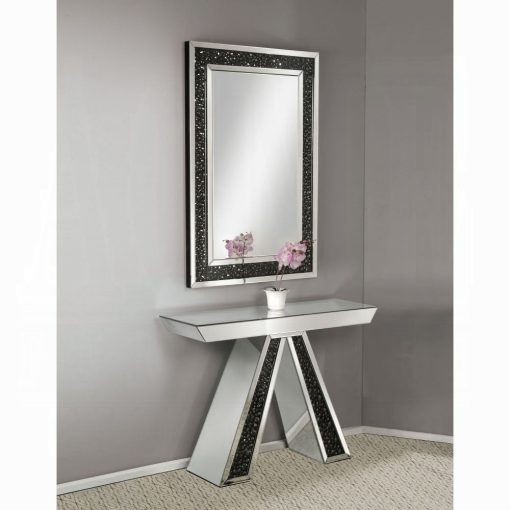 Acme Nysa Mirrored & Faux Crystals Console Table