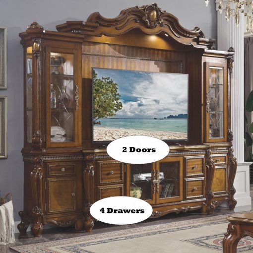 Acme Picardy Honey Oak Entertainment Center - Image 4