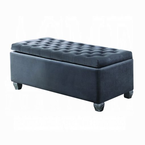 Acme Rebekah Gray Fabric Bench with Storage - Image 2