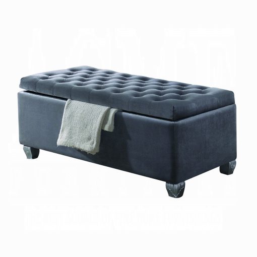 Acme Rebekah Gray Fabric Bench with Storage - Image 3