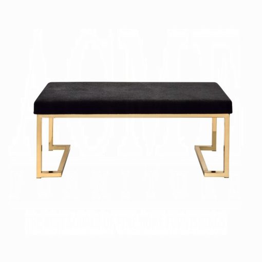 Acme Boice Black Fabric & Champagne Bench - Image 3