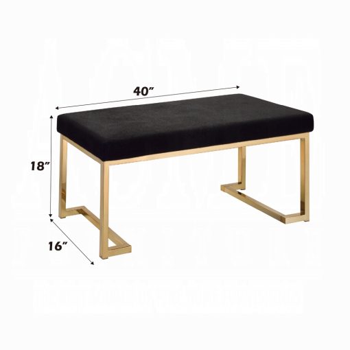 Acme Boice Black Fabric & Champagne Bench - Image 4