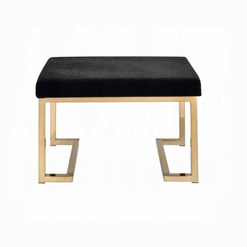 Acme Boice Short Haired Faux Fur & Champagne Ottoman - Image 3