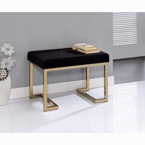 Acme Boice Short Haired Faux Fur & Champagne Ottoman