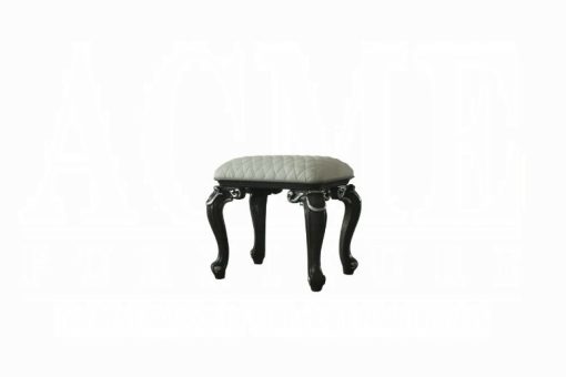 Acme House Ivory Fabric & Charcoal Delphine Stool