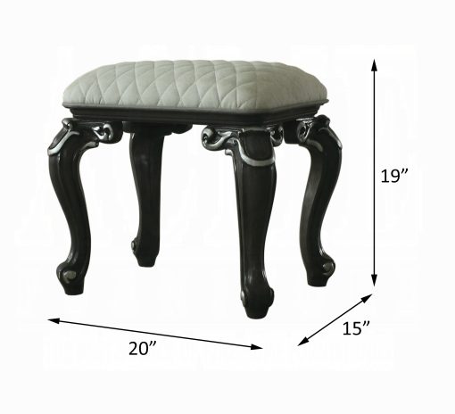 Acme House Ivory Fabric & Charcoal Delphine Stool - Image 7