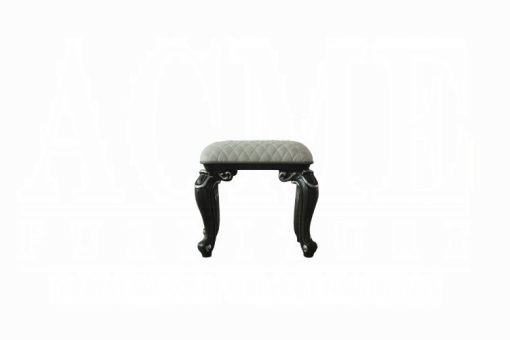 Acme House Ivory Fabric & Charcoal Delphine Stool - Image 5
