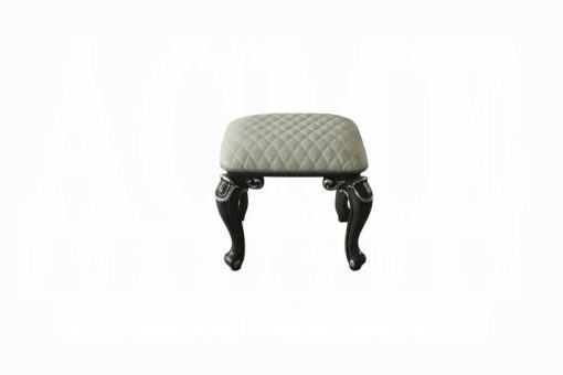 Acme House Ivory Fabric & Charcoal Delphine Stool - Image 6