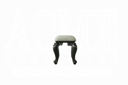 Acme House Ivory Fabric & Charcoal Delphine Stool - Image 2
