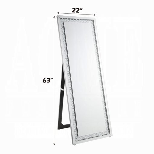 Acme Nysa Mirrored & Faux Crystals Floor Mirror - Image 7