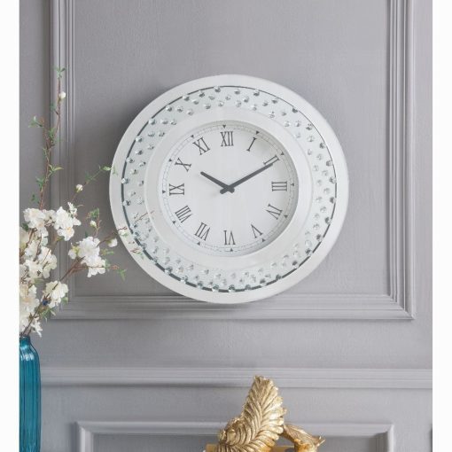 Acme Nysa Mirrored & Faux Crystals Round Wall Clock