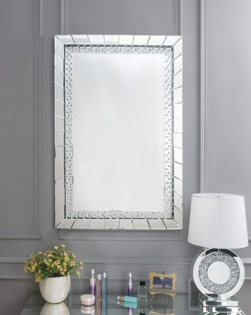 Acme Nysa Mirrored & Faux Crystals Accent Wall Mirror