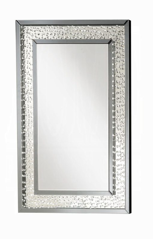 Acme Nysa Mirrored & Faux Crystals Accent Rectangular Wall Mirror