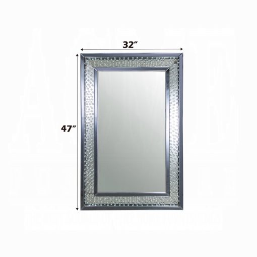 Acme Nysa Mirrored & Faux Crystals Accent Rectangular Wall Mirror - Image 2