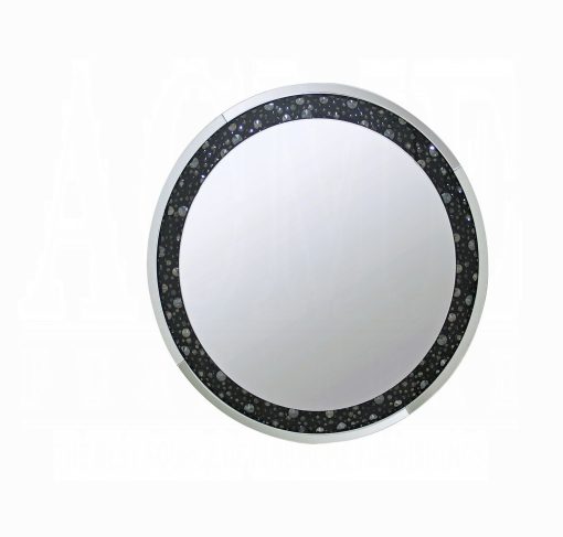 Acme Nysa Mirrored & Faux Crystals Accent Round Wall Mirror