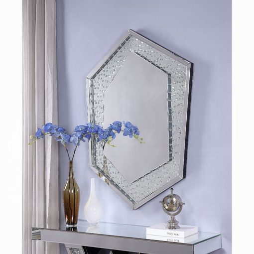 Acme Nysa Mirrored & Faux Crystals Accent Mirror