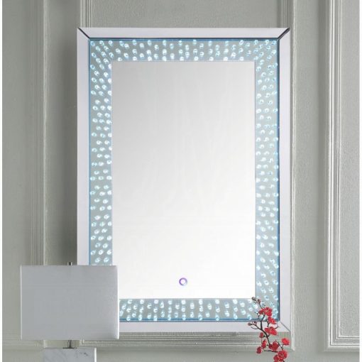 Acme Nysa Mirrored & Faux Crystals Accent Mirror with Led